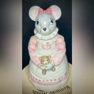 RARE Vintage Mouse Holding Teddy Bear Cookie Jar House Of Lloyd 1990
